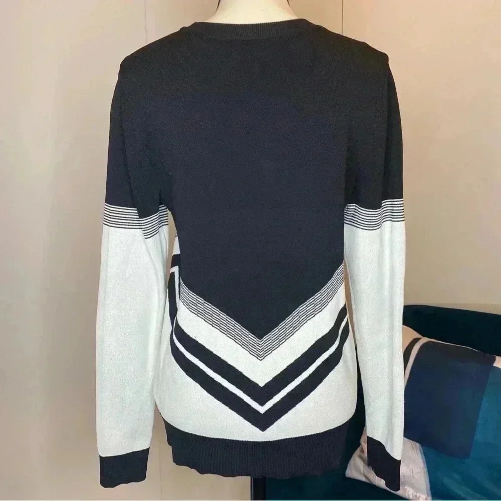 Topshop Varsity Chevron Knit Crew Sweater Size 8​​